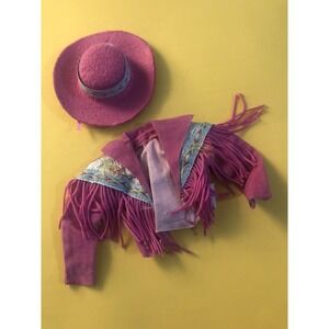 Vintage 1989 Barbie Western Fun #9932 PINK HAT /Fringe JACKET Replacement Cowboy